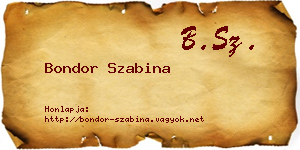 Bondor Szabina névjegykártya